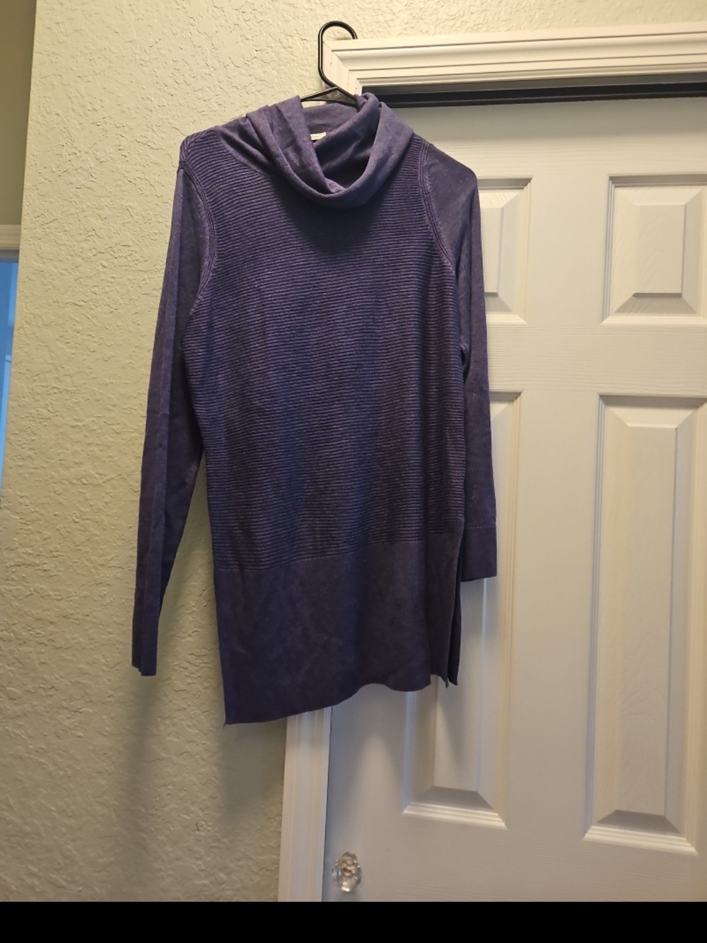 Adrienne Vittadini Eggplant Cowl Neck Tunic Sweater